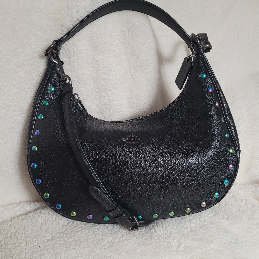 Coach East West Harley Hologram Lacquer Rivet Crossbody Bag